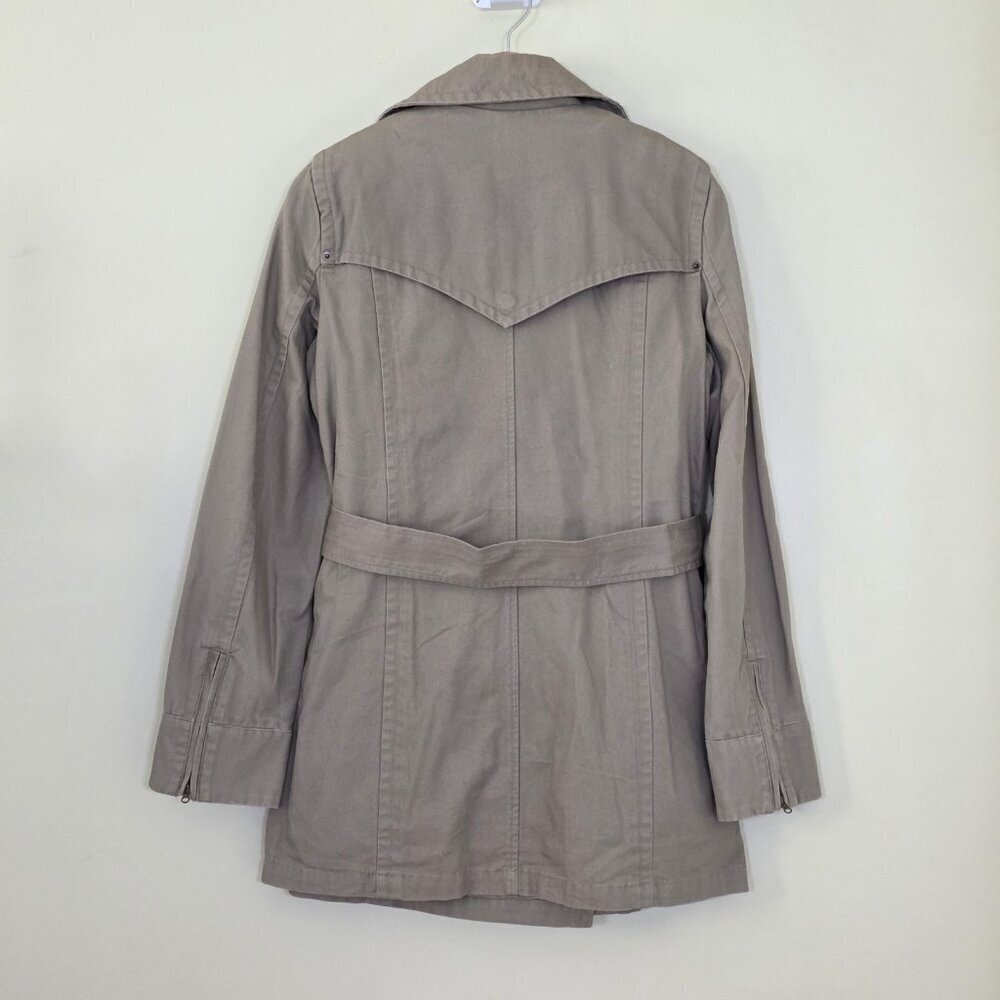 Zara Trench Coat Women M Beige Twill Pockets Belt Buttons Removable Liner Preppy - Picture 2 of 16